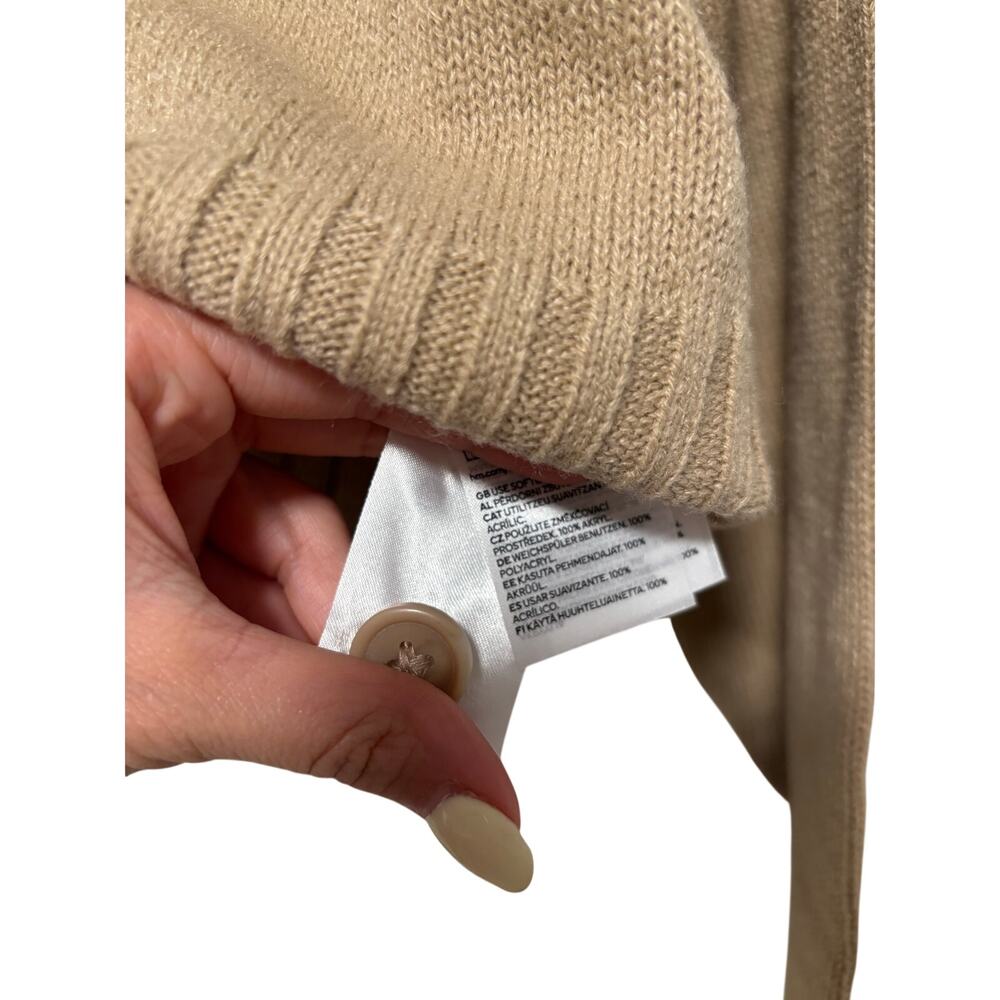 H&M Divided Beige Cropped Button Front Cardigan Women’s Balloon Sleeve - Picture 9 of 9